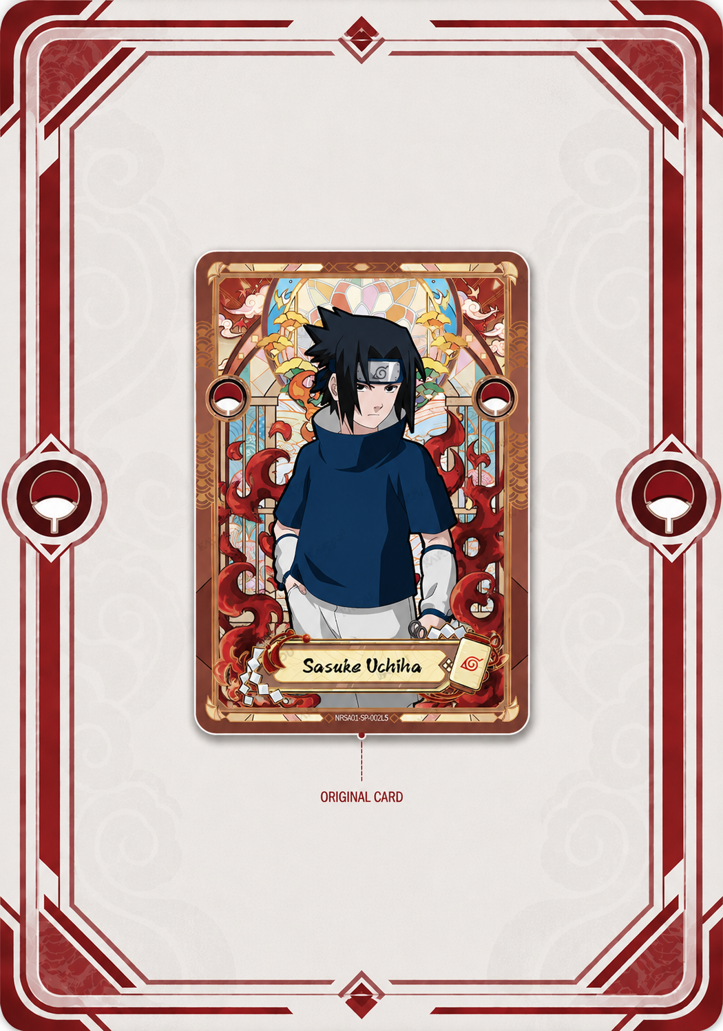 Sasuke Uchiha Card Art Frame – Red Hidden Leaf Edition